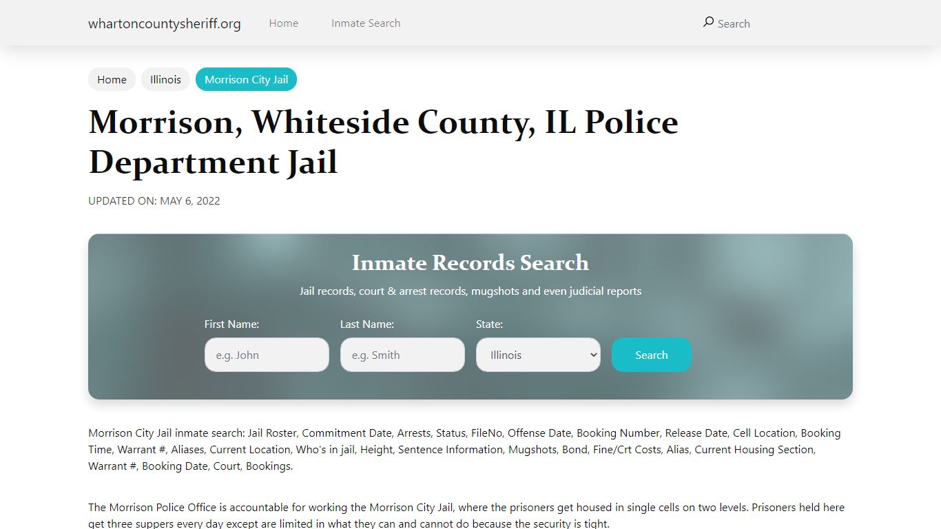 Morrison, IL City Jail Inmates, Arrests